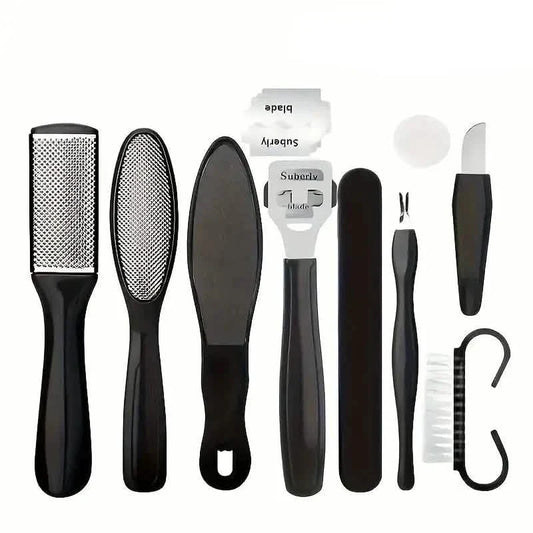10-Piece Set: Stainless Steel Foot Care Kit - Portable Pedicure & Manicure Set